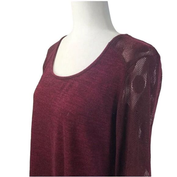 Deca Paris Women's Burgundy Polka Dot Mesh Long Sleeve Loose Sweater Size 4 NWT - Picture 2 of 11